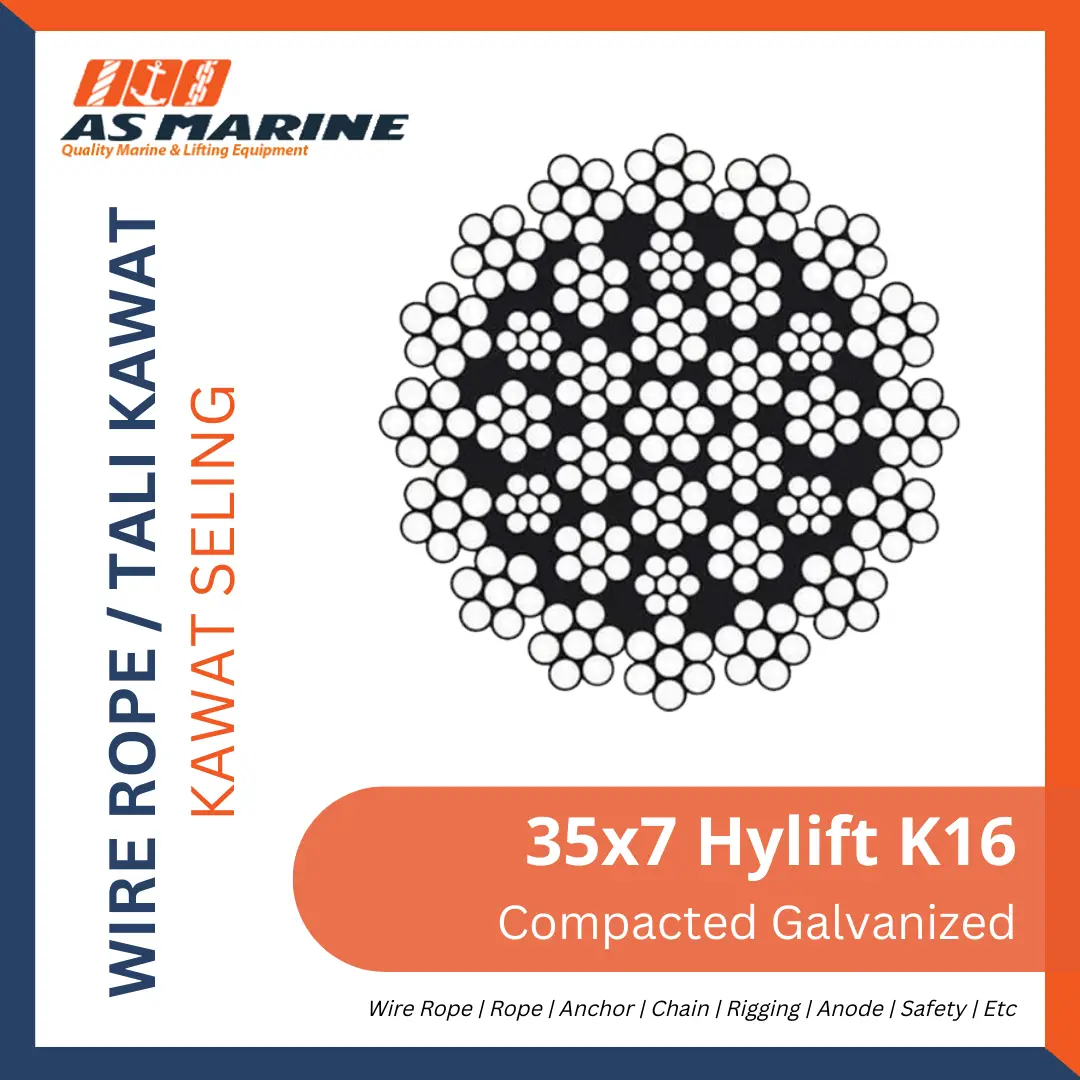 Wire Rope 35x7 Hylift K16 Compacted Galvanized